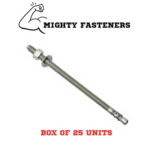 Wedge Anchors – Heavy-Duty 304 Stainless Steel Expansion Bolts for Concrete & Masonry, Rust-Resistant & Durable - 1/2" X 9" - 25 Pack