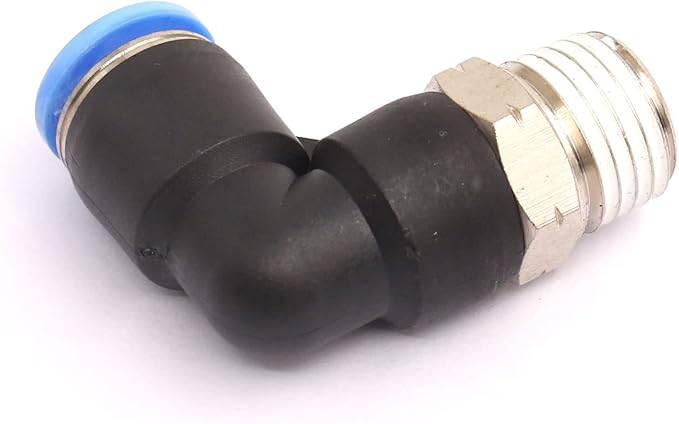 CEKER 1/2 Elbow Male Airlines Push Fittings 90 Degree Push to Connect Fittings Air Fittings, PL 8MM Tubing Od x 1/2" Npt Thread Pneumatic Push In Connectors Quick Connect Tube Fittings 5Packs