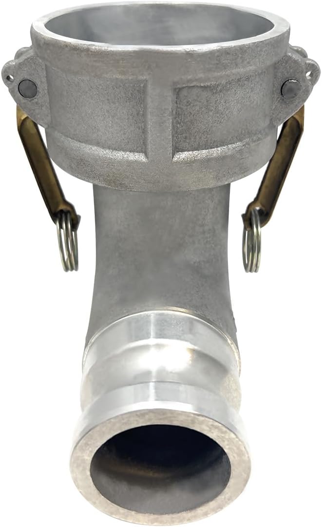 Gloxco Aluminum Type DA Cam and Groove Hose Fitting, 90 Degree Elbow Reducer, 3" Female Camlock x 2" Male Camlock (CAM-3020-DA90-AL)