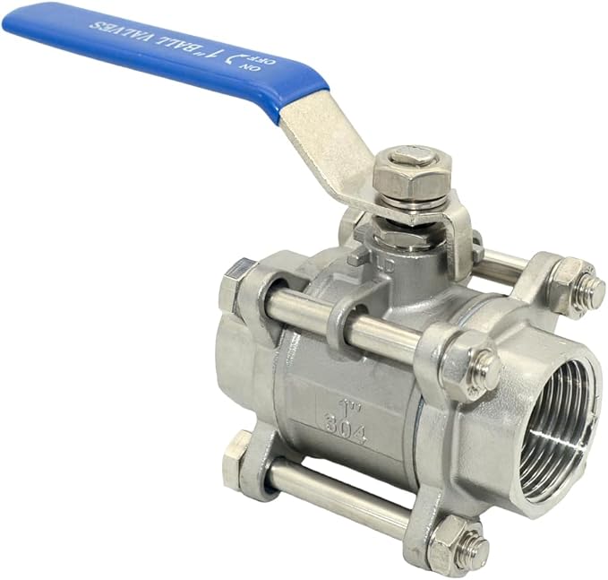 Ball Valve NPT Thread - Stainless Steel 304 Female 3-Piece Full Port(1'')