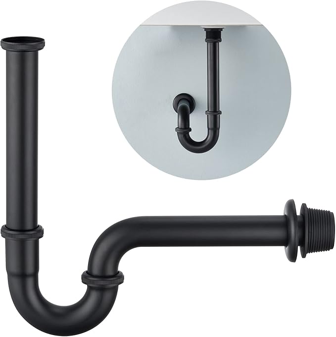 Brass P Trap Bathroom Sink : 1 1/4 Sink Trap with Adjustable Height - Matte Black Bottle P-Trap with Slip Joint Extension Tube - U-Shape Basin Sink Plumbing/Pipe Replacement Kit