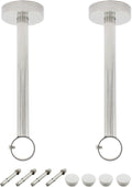 2 Pack Ceiling Mount Bracket, Stainless Steel Wardrobe Pipe Bracket Rod Holder Ceiling Holder, ULIFESTAR Shower Curtain Closet Wardrobe Rod Lever Support Pipe Flange Socket (D*H)33 * 300mm/1.3 * 12''