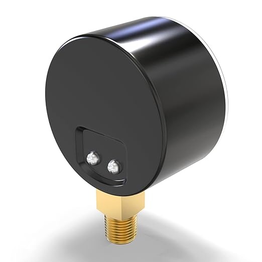 MEANLIN MEASURE 0-5psi Diaphragm Type Capsule Low Pressure Gauge 1/4" NPT 2-1/4" FACE DIAL Adjustable Water Column Gauge, with 1/4" x 1/2" NPT and 1/4" x 3/8" NPT Hex Bushing, Lower Mount