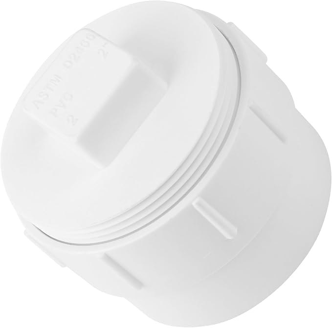 2" PVC Sewer Cleanout Adapter with Plug Pipe Fitting, PVC DWV Flush Sewer Cleaning Cap for Outdoor Garden and RVs Sewer Drainage Systems