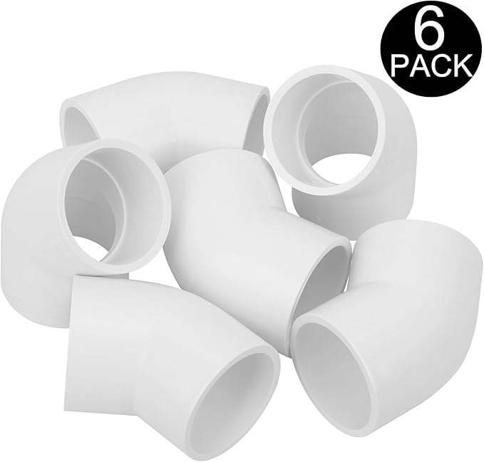 6Pack 1-1/2" 45 Degree PVC Elbow Pipe Fitting Connector (Socket x Socket) Furniture Build Grade SCH40 1.5 Inch 45 Degree Elbow PVC Corner Adapter for Home Sewer Plumbing Water Line