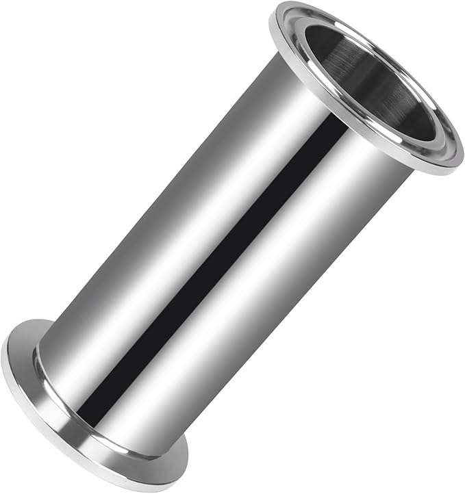 Tri Clamp Tube 1.5 Inch Tube OD Sanitary Spool Tube Length 4 Inch Clamp End OD 50.5mm 304 Stainless Steel Seamless Round Tubing