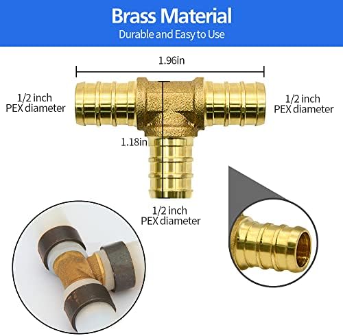 80pcs 1/2" Brass PEX Fittings Combo with Tees"T", Elbows, Couplings