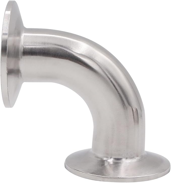DERNORD 2 Pack 1" Tube OD Sanitary Ferrule Elbow 90 Degree Pipe Fitting with 4 Silicone Gaskets SUS304 Tri Clamp 1.5 Inch
