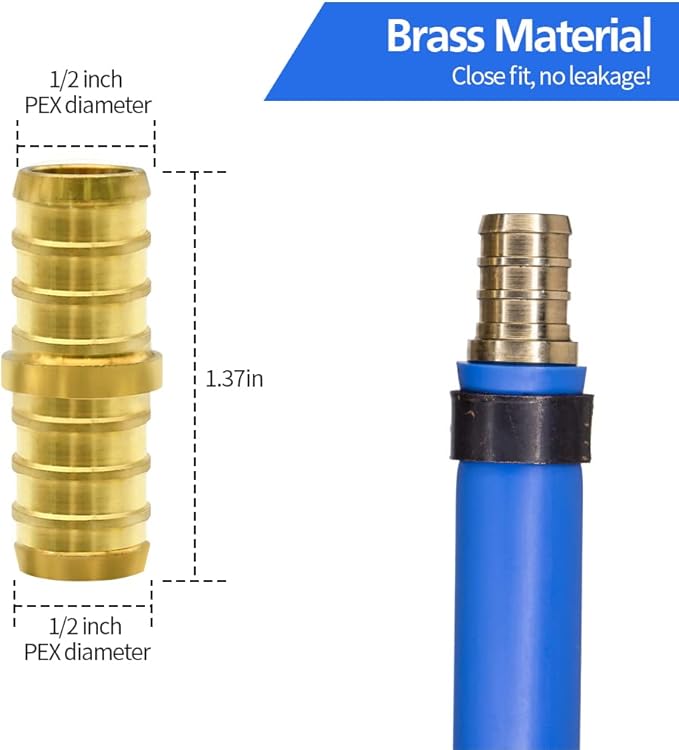 30pcs 1/2" PEX Fittings, Elbow TEE Straight Couplings Set, PEX Brass Crimp Fitting Combo with Tees, Elbows, Straights