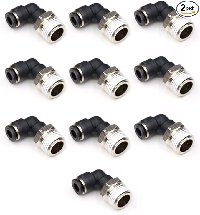 CEKER 5/32 Elbow Male Airlines Push Fittings 90 Degree Push to Connect Fittings Air Fittings, PL 5/32 Tubing Od x 3/8" Npt Thread Pneumatic Push In Connectors Quick Connect Tube Fittings 2Packs