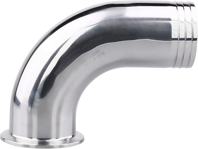 DERNORD Sanitary Hose Barb Pipe Fitting 2" Tri Clamp (64MM Ferrule) 90 Degree Elbow (Tube OD: 2"/51MM (2 Tri-clamp))