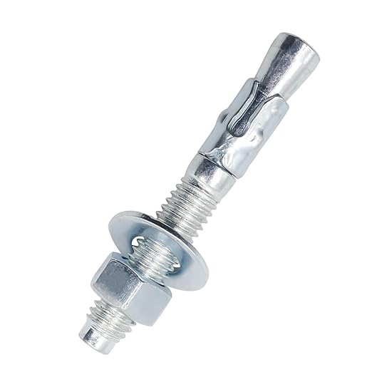 3/8 x 2-3/4 inch Carbon Steel Wedge Anchor kit for Concrete Cement Wall Floor Ground Deck Fence Base Bracket, Drill Stud Post Strong Screw Bolt Set.(10 pcs)