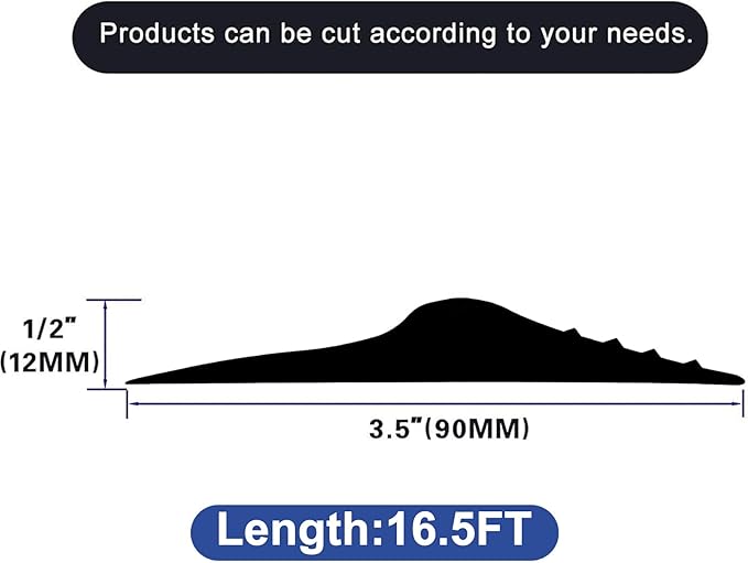 ToLanbbt 16.5Ft/5M Universal Garage Threshold Seal Strip with 300ml Black Adhesives, Garage Door Bottom Weatherproof Strip Rubber DIY Weather Stripping Replacement (Black)