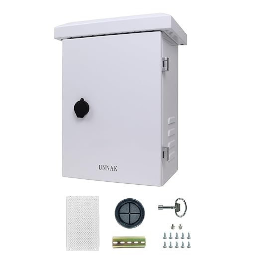 Outdoor Weatherproof Enclosure Electrical Box - 11.6x9.1x5.7 Outdoor Network Enclosure Exterior Box Ventilated Enclosure hinged Outdoor Galvanized Electrical Ventilation Design(295x230x145mm)