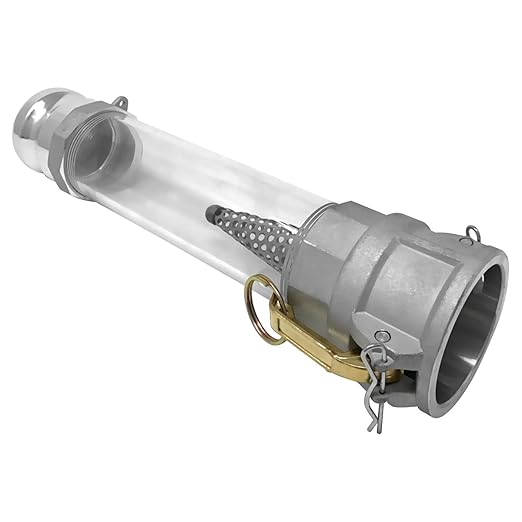 Gloxco 2" in-line Camlock Polycarbonate Sight Glass and Strainer Assembly (CAM-20-SGST-PCAL)
