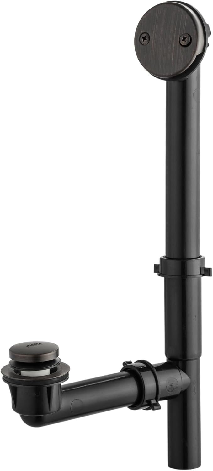 Artiwell 1-1/2" Black Tubular Bath Drain Kit with Tip-Toe Bath Drain Stopper, Touch-Toe Tub Drain, Tip Toe Bathtub Drain Waste and Overflow With Plug and Bathtub Overflow Drain Cover,Oil Rubbed Bronze