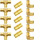 15pcs 3/4" Brass PEX Fittings, Elbow TEE Straight Couplings Set