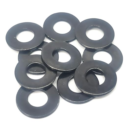 50 Pcs 1/4" Stainless Steel Washers, 18-8 (304) Stainless Steel Flat Washers for Bolts and Screws, Black Oxidized