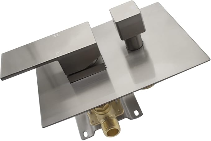2 Way Outlet Function Solid Brass Shower Diverter Valve Mixer Rough-In Shower Handle Valve Kit Replacement in Brushed Nickel