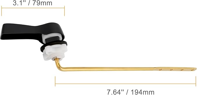 Hibbent 2 Pack Universal Front Mount Toilet Handle Tank Flush Lever Replacement Handle with 2 Pieces Stainless Steel Flapper Chains for Most Front Mount Toilets - Matte Black Finish