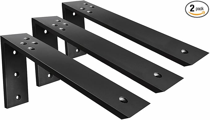 Countertop Support Brackets 3 Pack L Bracket Countertop Brackets 12" x 6" x 2.5" Heavy Duty 3/8" Thick Shelf Brackets Metal Corbels L Shape Bracket for Wood Shelf/Quartz/Granite/Concret Countertops