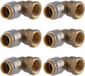 SharkBite Max 90 Degree Female Adapter Elbow, 1/2 Inch Push-to-Connect x 1/2 Inch FNPT, Pack of 6, Brass Plumbing Fitting, UR308