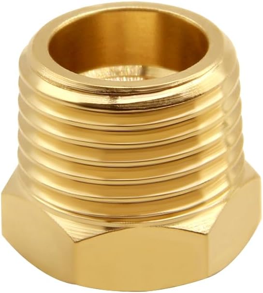 4PCS Brass Reducer Bushing, 3/8" NPT Male to 1/8" NPT Female Thread, Hex Reducing Convert Adapter Pipe Fitting Connector for Water/Oil/Gas