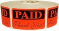 Paid Thank You Labels 1.25x2-inch Bright Red Self-Adhesive Sale Merchandise Retail Stickers 1 Roll with 1000 Labels