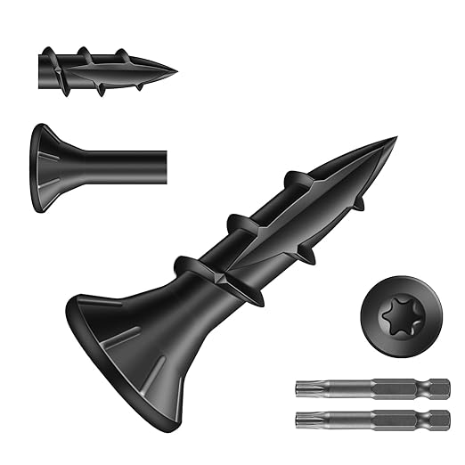 #8 x 5/8" Deck Screws (1294Pcs) 4lb. Carbon Steel, Black, Flat Head, Rust Resistant epoxy Coated, with T25 Star Bit