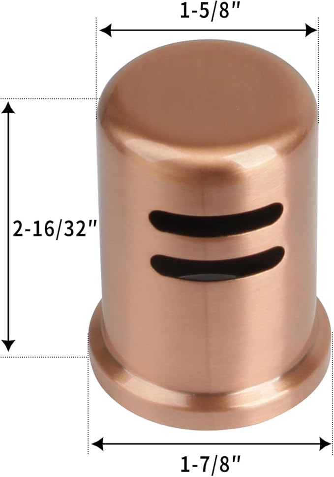 Akicon Copper Kitchen Dishwasher Air Gap Cap, Copper Air Gap Cover for Replacement(AK106AC)