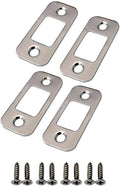 QCAA Solid Brass Deadbolt Strike Plate, Door Backplate, Round Corner, 1" x2-1/4", Brush Nickel, 4 Pack, Made in Taiwan