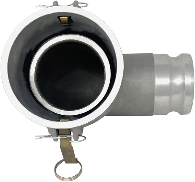 Gloxco Aluminum Type DA Cam and Groove Hose Fitting, 90 Degree Elbow Reducer, 4" Female Camlock x 3" Male Camlock (CAM-4030-DA90-AL)