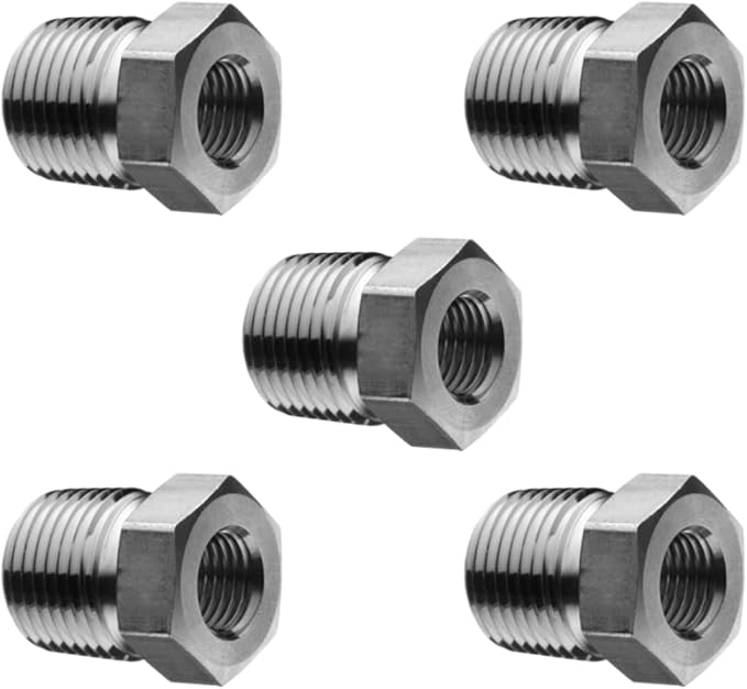 3/4" NPTF Male x 1/4" NPTF Male Hex Reducer Pipe Thread Bushing Steel Hydraulic Fitting (5-PACK) | 5406-12-04