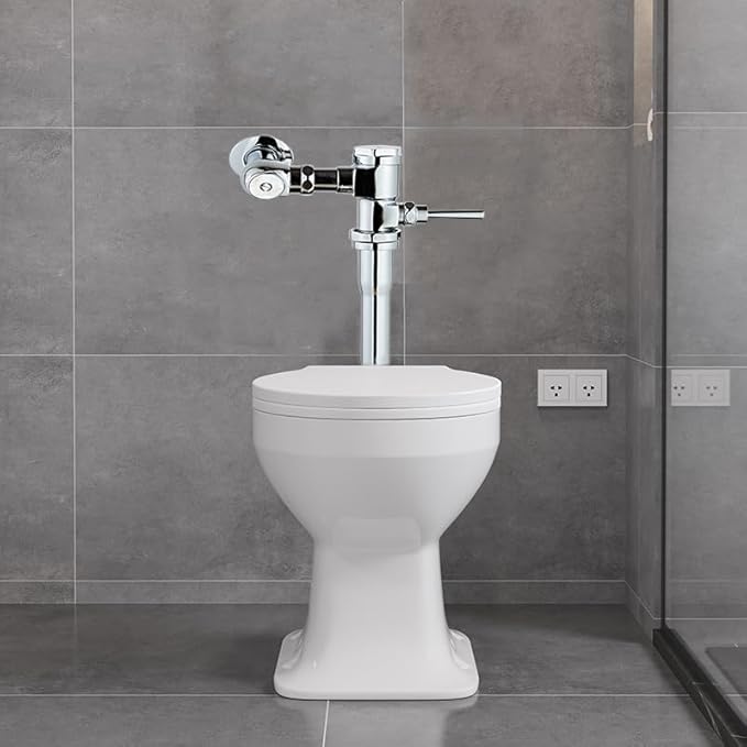 Exposed Manual Urinal Flush Valve Toilet 1 GPF Flushometer Adjustable Water Volume Knob Chrome Polish Finish Suitable for Public Places Hotel Office Market