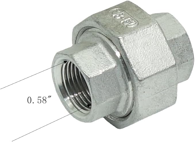 1 Piece Cast Pipe Fittings Threaded Union - 3/8" NPT Female Fitting Stainless Steel 304, Class 150