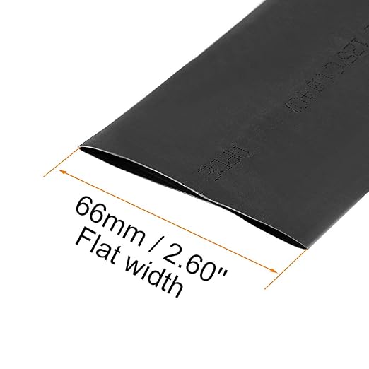 uxcell Heat Shrink Tubing, 40mm Dia 66mm Flat Width 2:1 Rate Shrinkable Tube Cable Sleeve 1m - Black