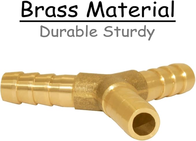3PCS Solid Brass 1/4"OD Barb Fittings Y 3-Way Union Intersection Hose Barb Fitting for Water/Oil/Gas