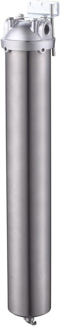 Amwater NSF/ANSI 42 Stainless Steel Whole House Water Filter Housing, 20" x 2.5" Sediment Water Filter System for Heavy Duty, Well & City Water, 3/4" NPT Port, Drain Valve Style A