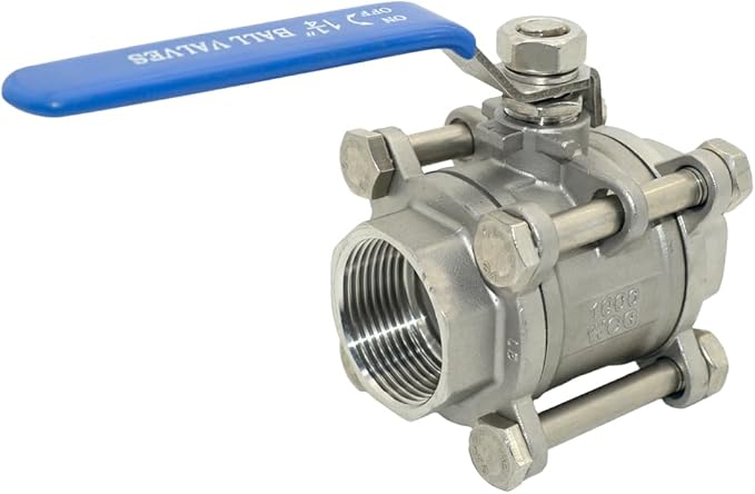 Ball Valve NPT Thread - Stainless Steel 304 Female 3-Piece Full Port(1-1/4'')