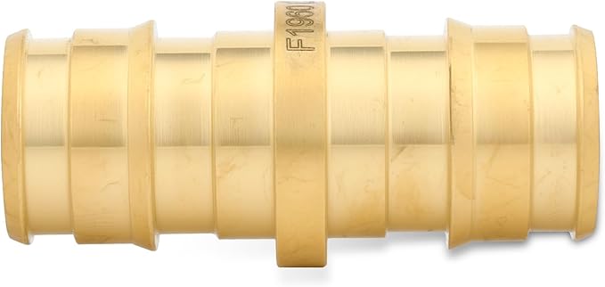 1/2 Inch PEX-A Expansion Coupling Fittings, Brass Straight Connector, PEX-A Pipe Fitting, Lead-Free Brass Plumbing Fittings for Hot and Cold Water, Potable Water (10-Pack)