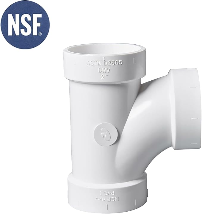 Rainbow Dream 3 Inch DWV PVC Tee Pipe Fitting Adapter - 1pc, White
