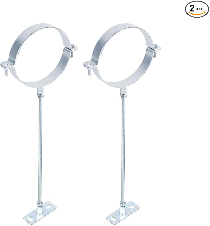 2PCS 10"Chimney Pipe Bracket,Wall Support Chimney Pipe Holder，Stove Pipe Hanger，B Vent Wall Strap，Rigid Split Ring Hanger,for 8" (10" O.D.) Double Wall Insulated Chimney Pipe，Lengthened 16-inch Screw