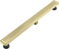 Linear Shower Floor Drain, Brushed Gold 42 Inch 304 Stainless Steel Bathroom Drains Kit, Long Rectangular Shower Trench Drain with Square Pattern Drain Cover & Hair Catcher