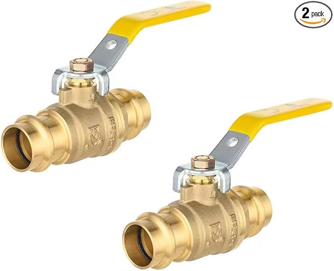 (Pack of 2) EFIELD 3/4" Copper Press Ball Valve with EPDM O-ring,1/4- Turn Full Port Shut Off Stop Ball Valve For Copper Tubing Connection,LF Brass,(VALVE243-2PCS)