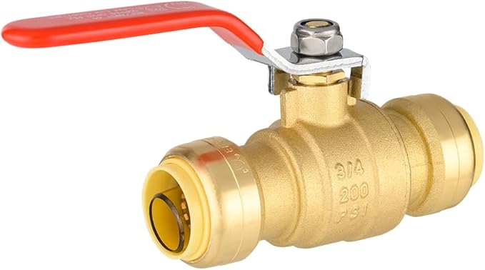 (Pack of 2) EFIELD 3/4 Inch Push-Fit Full Port Ball Valve with Drain, Disconnect Clip Tool, UPC Certified,(PF-VALVE069-2PCS)