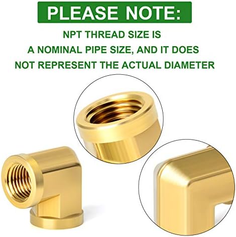 TAISHER 5pcs 90 Degree Barstock Street Elbow, 1/4 Inch NPT Female Pipe to 1/4 Inch NPT Female Brass Pipe Fitting