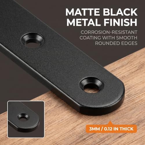 24Pack Straight Brackets Black Mending Plate 10In Metal Brackets for Brace