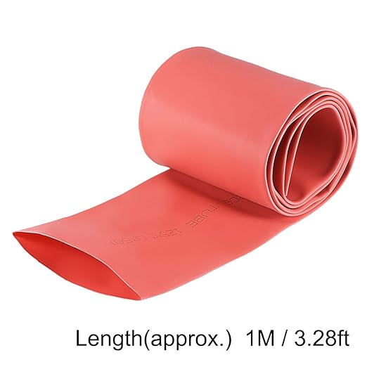 uxcell Heat Shrink Tubing, 2"(50mm) Dia 80mm Flat Width 2:1 Rate Shrinkable Tube Cable Sleeve 1m - Red