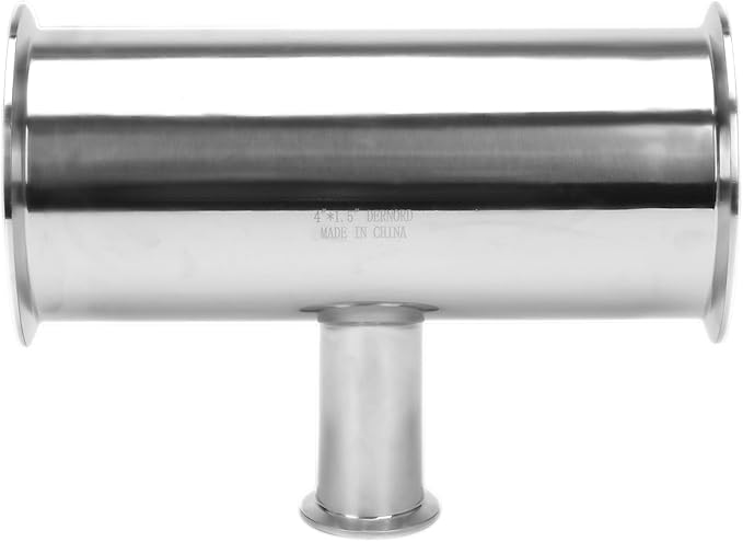 DERNORD Reducing Clamp Tee 3 Way Stainless Steel 304 Sanitary Fitting (Pipe OD: 4 inch x 4 inch x 1.5 inch)