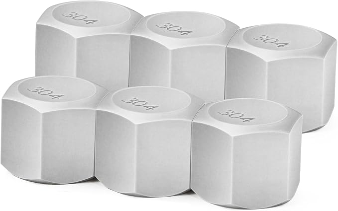 ChillWaves 304 Stainless Steel Pipe Fitting, Hex End Cap Pipe Fitting，1/4" NPT Female，Thread Adapter(6-PACK)
